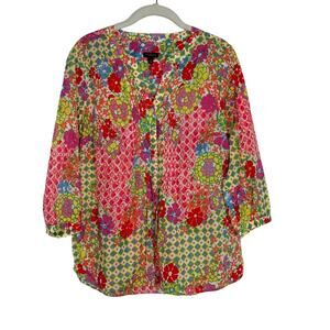 Talbots Floral Cotton Blouse Size Small